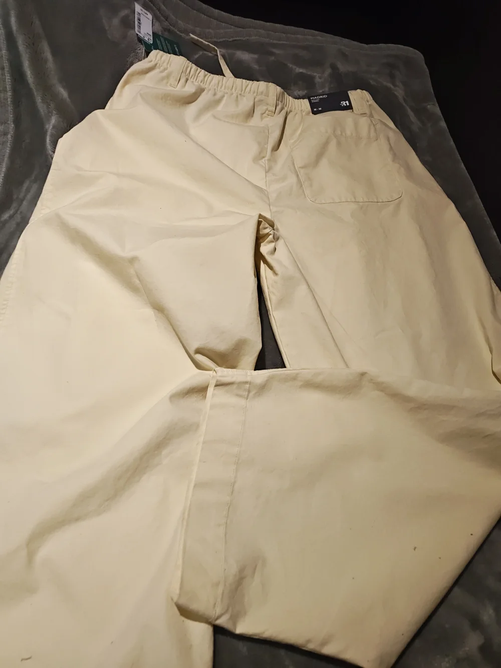 Men's Casual Drawstring Chinos in Cream M.